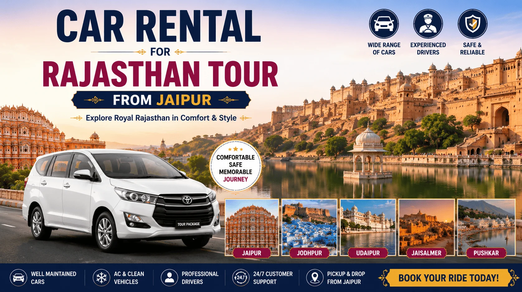 Car Rental for Rajasthan Tour from Jaipur